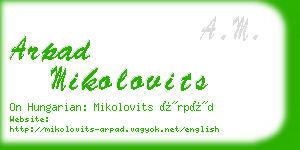 arpad mikolovits business card